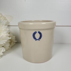 Farmhouse Pottery Blue Laurel Crock 2 qt Beige Utensil Holder